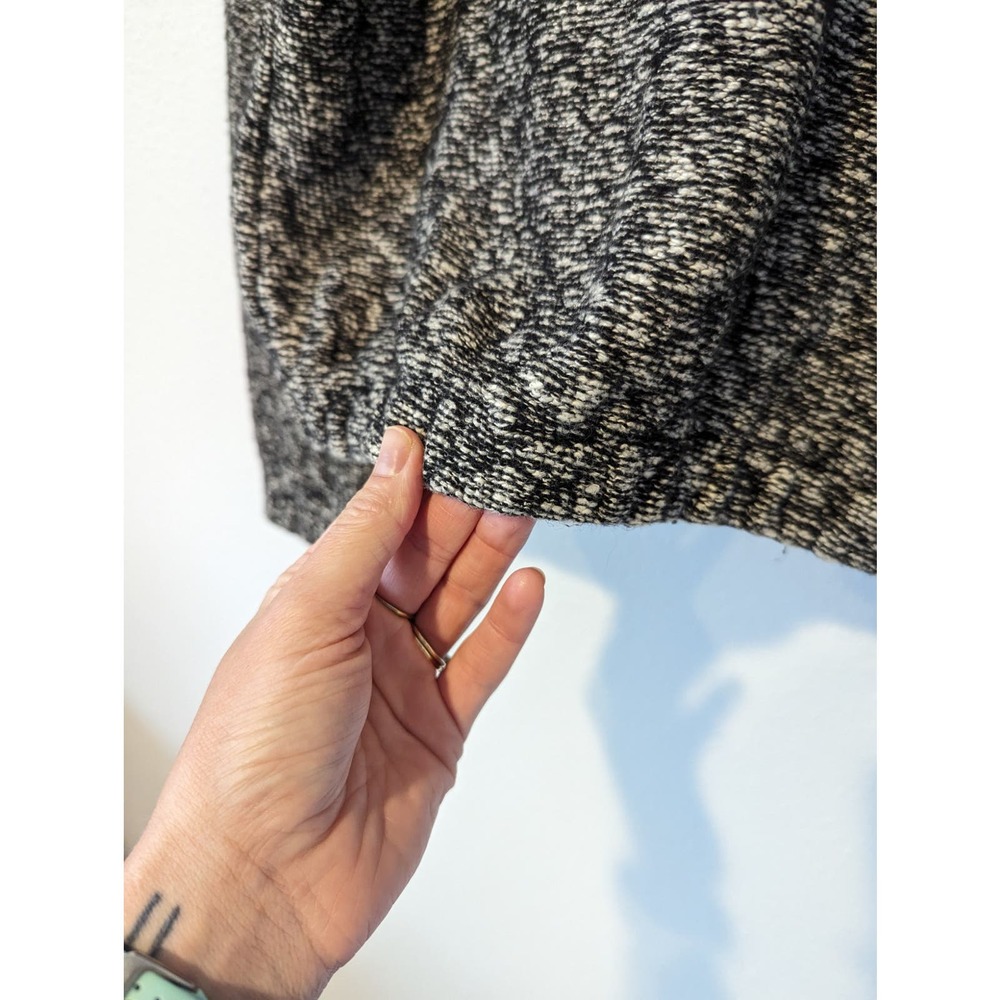 WHIT Chunky Knit Cropped Sweater Cinched Waist Tweed Black and White Monochrome - Picture 4 of 7